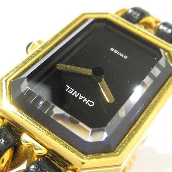Auth CHANEL Premiere H0001 Gold Black Women's Wrist Watch - Picture 3 of 12